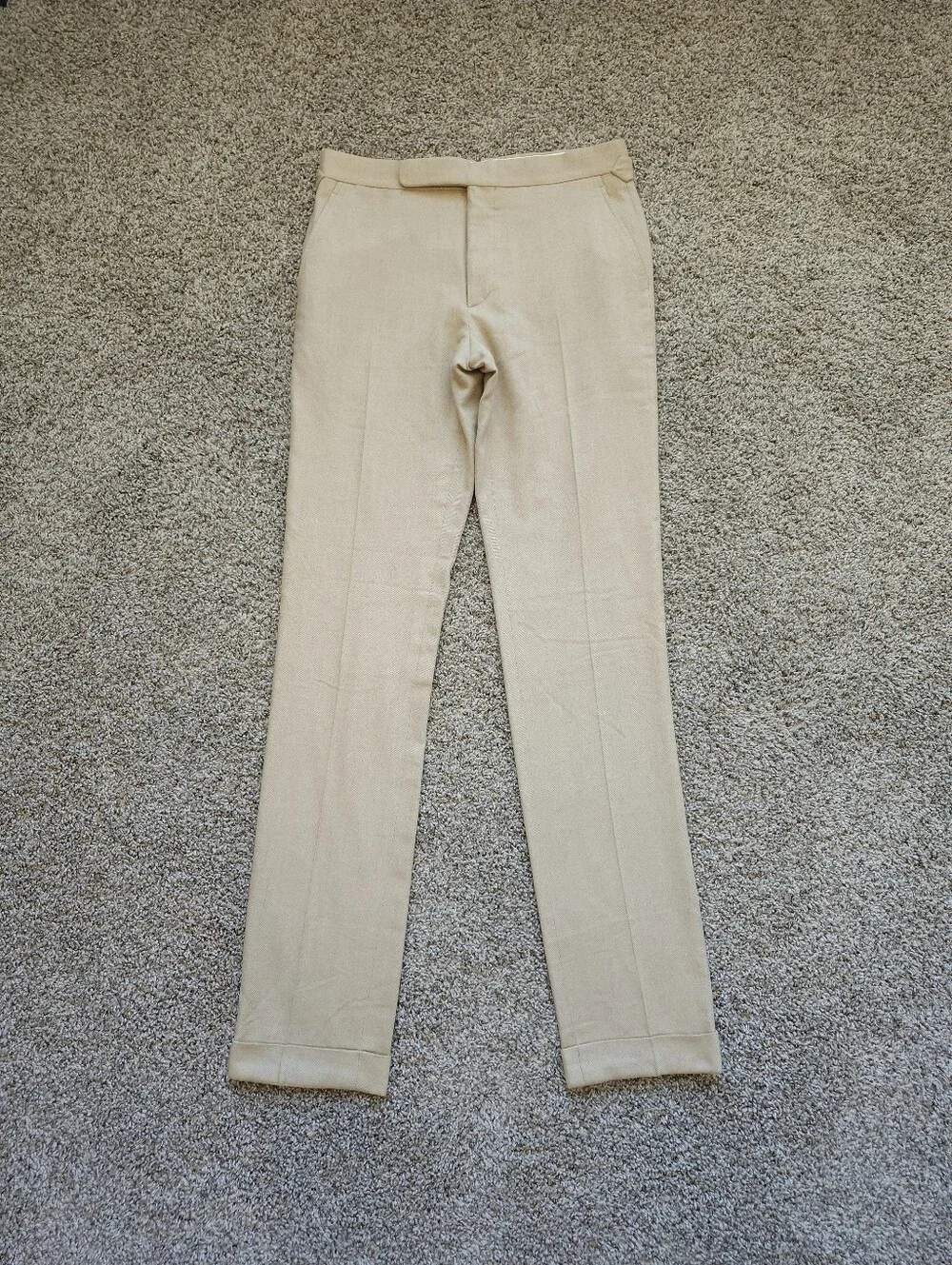 Ralph Lauren Purple Label Mens Gregory Hand Tailored Silk Wool Pants 32x35 Tan